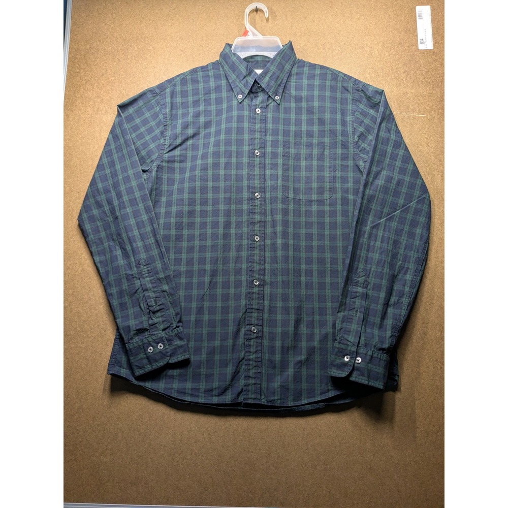 Brooks Brothers Mens Plaid Button Down Shirt Green Blue Cotton Long Sleeve M